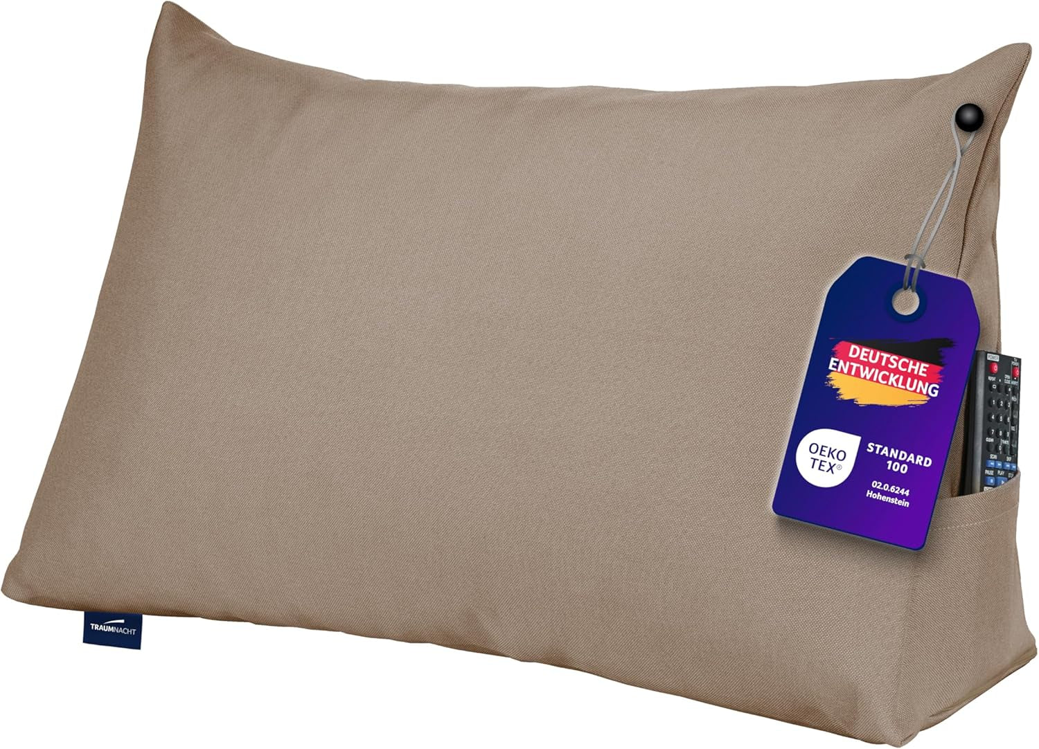 Coussin de lecture Traumnacht Cosy Back Cushion, 70 x 40 cm, gris foncé, housse amovible et lavable en 100 % polyester, poche latérale pratique, certifié Oeko-Tex, produit selon les normes de qualité allemandes.
