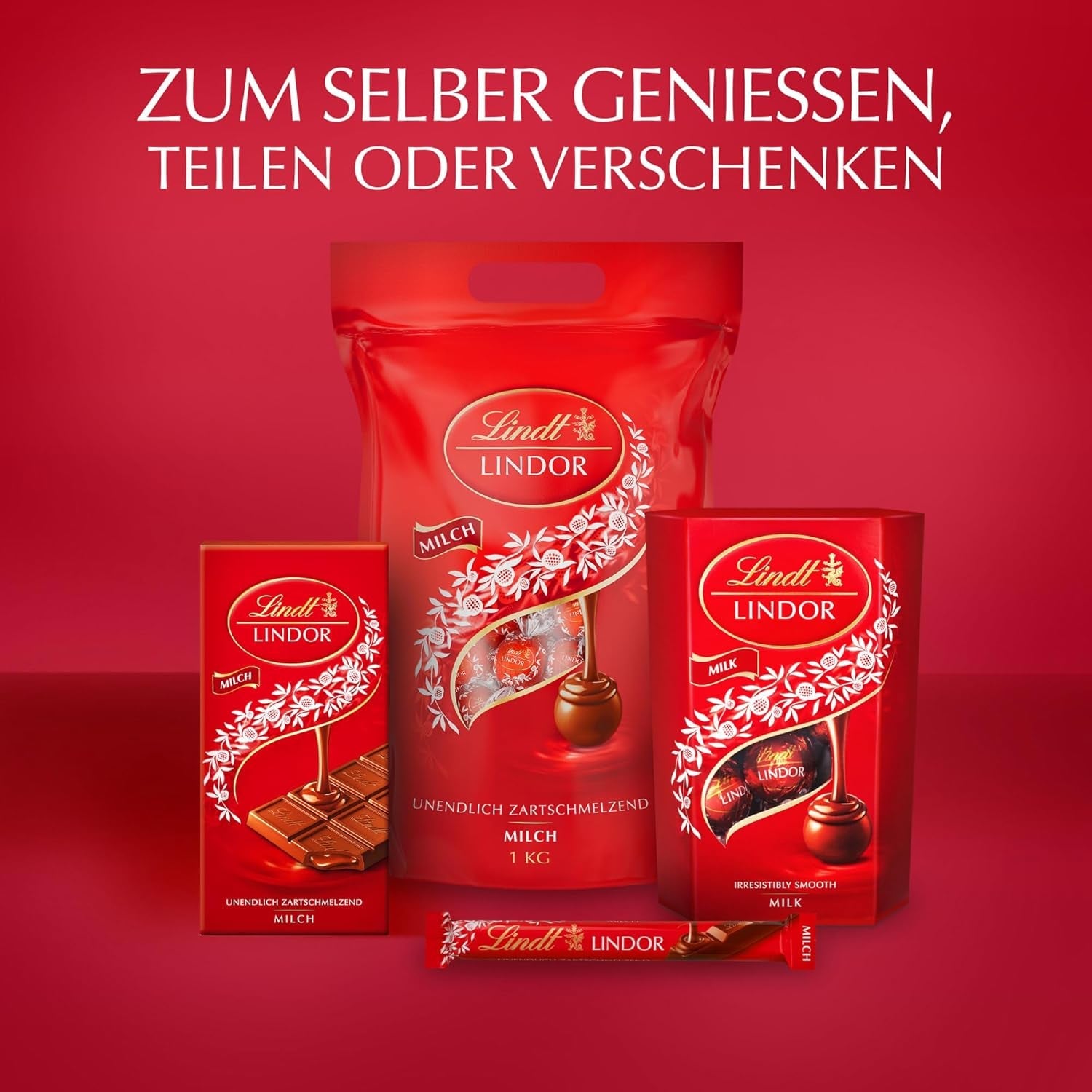 Chocolat Lindt | Cornet de chocolat au lait LINDOR | 500g | 38 boules de chocolat au lait fourrées fondantes | Cadeau chocolat