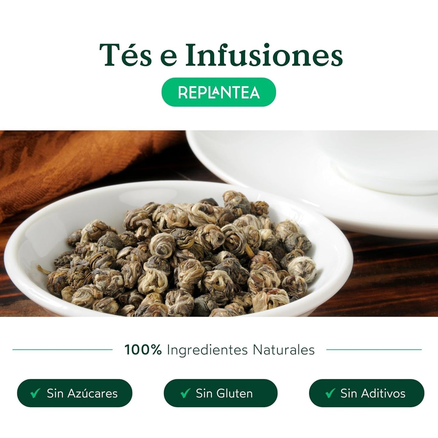 Thé bio Jasmin Perles de Dragon (100 g) | Thé vert premium sous forme de perles de jasmin roulées à la main | Spécialité de thé au délicat arôme de fleurs | REPLANTER