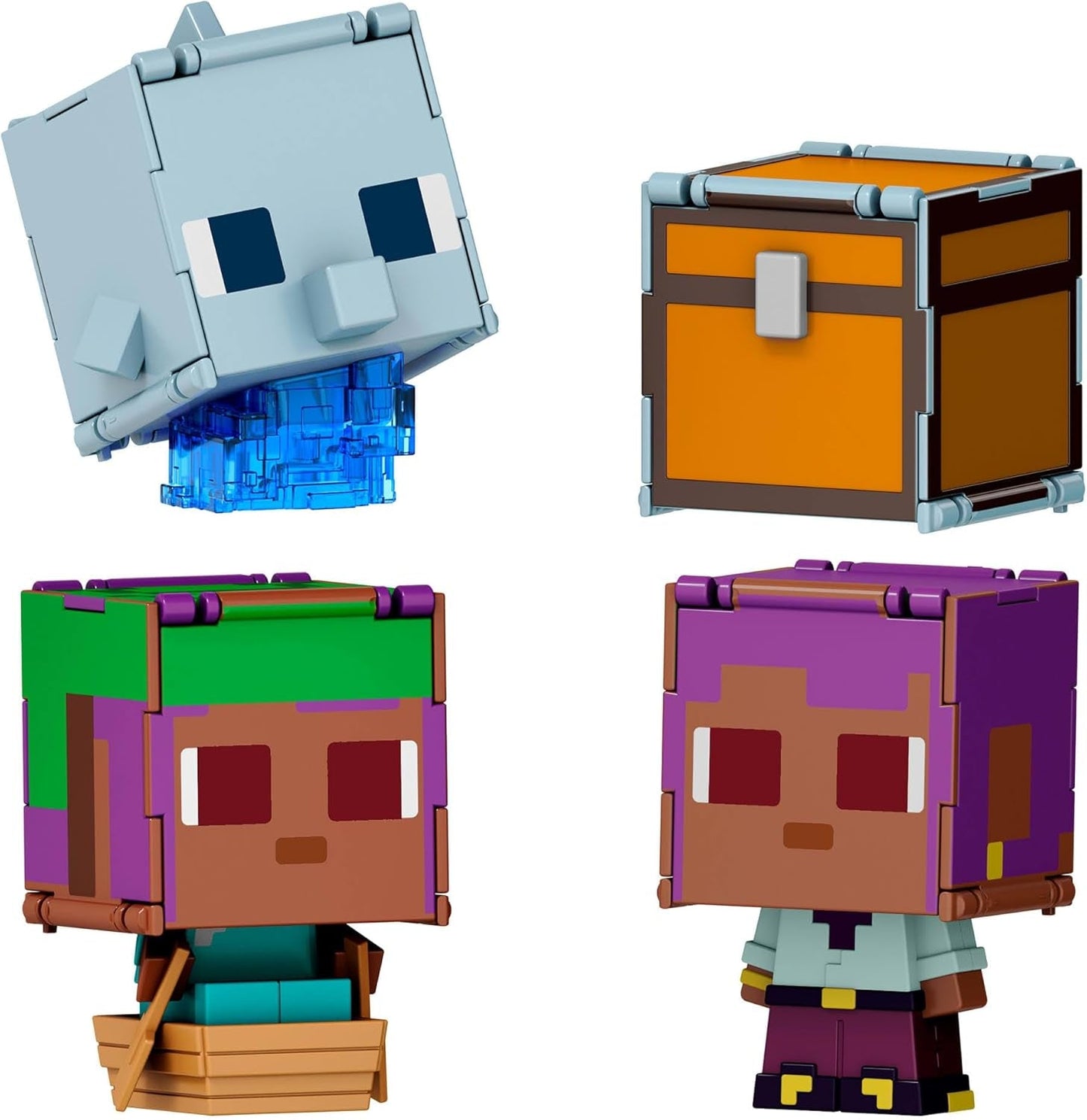Mattel Minecraft Flippin' Figs - Pack de 2 moutons et poulets avec figurines de jeu 2 en 1, grosses têtes et design pixelisé HXK17 Figurines d'action Naty Shop Ivy et le dauphin