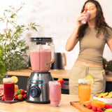Cecotec Batteur sur socle Power Black Titanium 2200MAX Smooth, 2200 W Puissance Maximale, 6 Klingen Aus Edelstahl, Fonction Ice-Crush, Fonction Turbo et Smoothie, Fonction Autoclean Cuisine Naty Shop