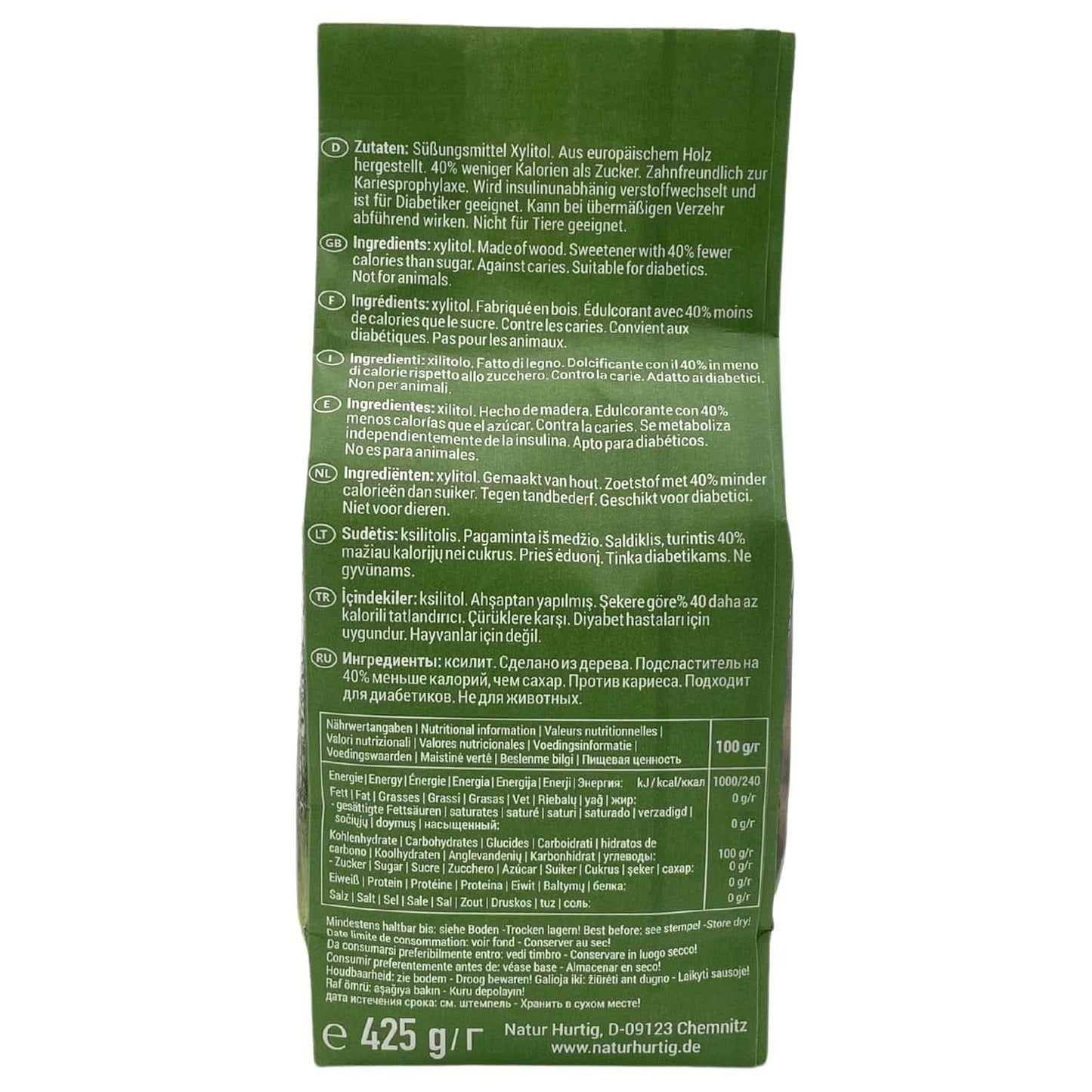 Sucre de bouleau, 425 grammes Édulcorants Naty Shop