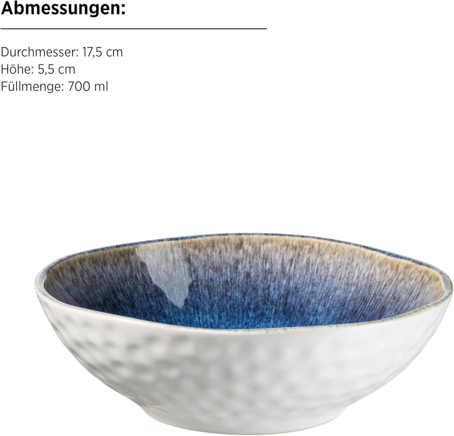 MÄSER 934092 Série Frozen, service de table en céramique pour 4 personnes, service combiné de 16 pièces avec formes organiques, service teinté bleu, grès, bleu foncé