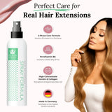 Spray biphasé pour l'entretien des extensions de cheveux humains | kératine, collagène et B5 hautement concentrés | protection et brillance pour extensions de cheveux naturels | idéal pour les extensions de cheveux humains et les tresses de cheveux humains | Pack de 2 produits démêlants pour cheveux Naty Shop
