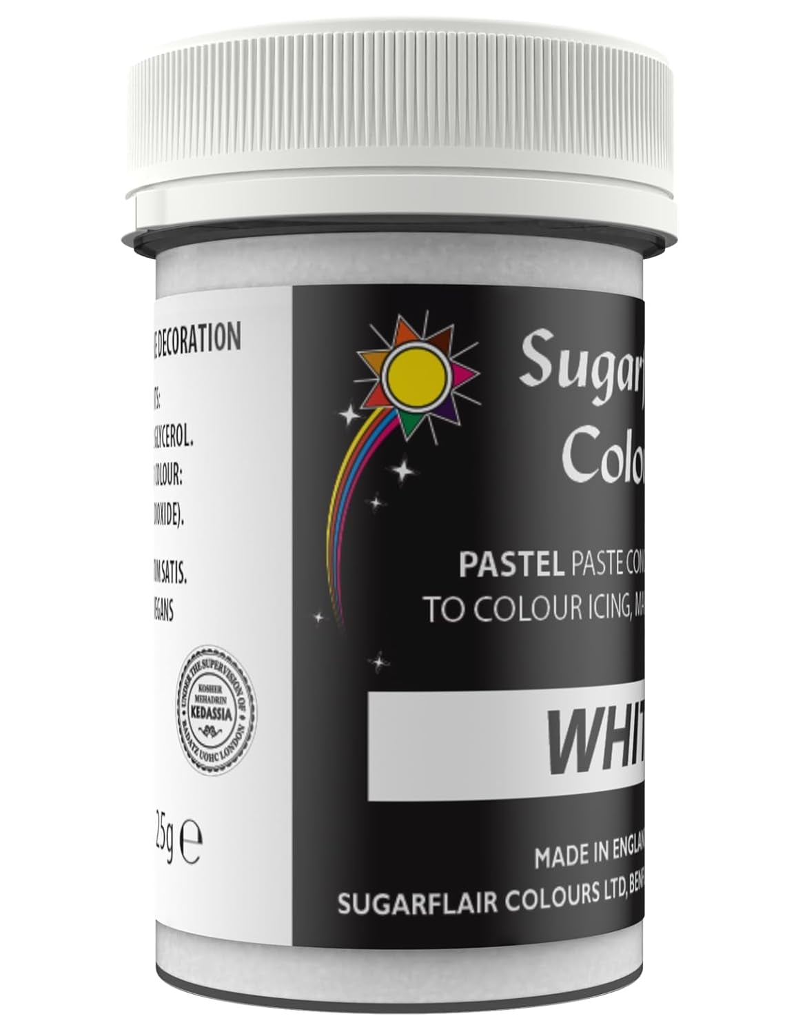 Colorant alimentaire blanc Sugarflair pour pâtes, colorant alimentaire pour pâtes, fondant et pâte d'amande, colorant pour pâtes - 25g