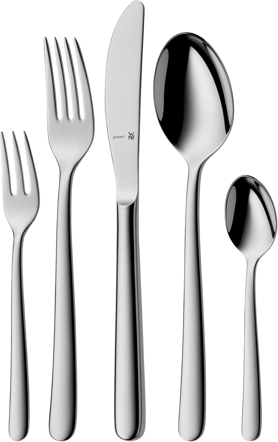 WMF Kult plus Couverts en acier inoxydable pour 6 personnes, 30 pièces, couteau à manche creux, Cromargan Protect, poli, résistant aux rayures, passe au lave-vaisselle Naty Shop
