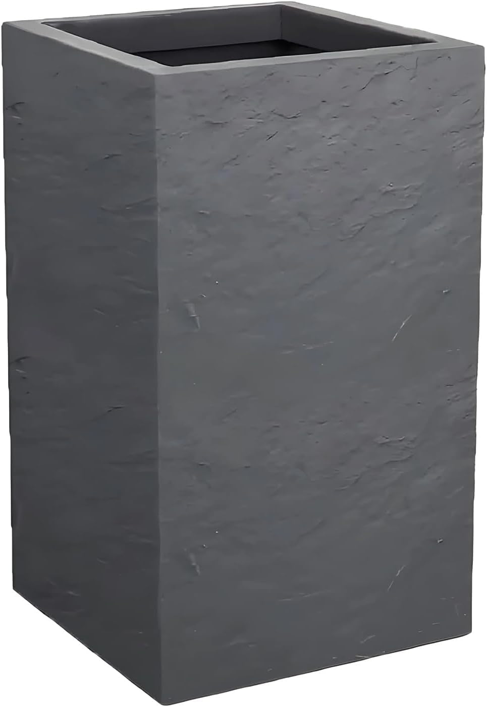 Jardinière Volcania Up, carrée, haute, 36 l, aspect pierre, simple paroi, réservoir d'eau, 29,5 x 29,5 x 49,5 cm, gris anthracite