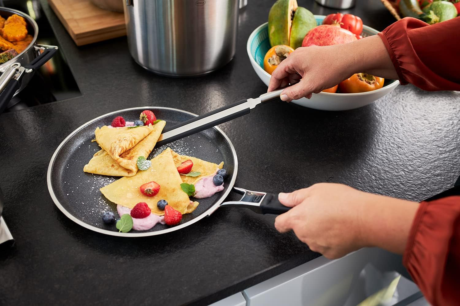 Poêle à crêpes RÖSLE SILENCE PRO, revêtement antiadhésif Proresist premium résistant aux rayures, acier inoxydable 18/10, convient à l'induction Casseroles et poêles Naty Shop