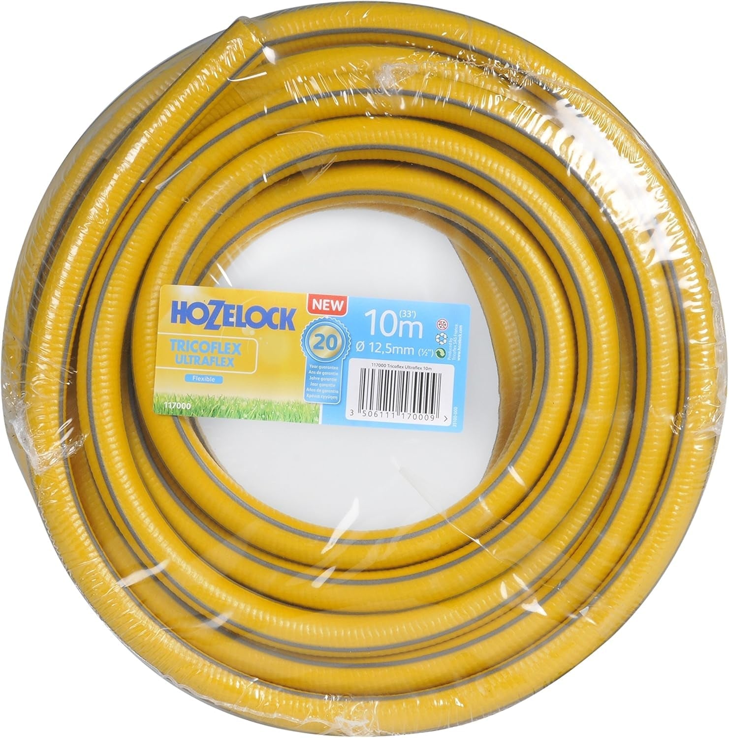 HOZELOCK - Tuyau Tricoflex Ultraflex Ø 12,5 mm (1/2") 10 M : Tuyau d'arrosage flexible résistant aux intempéries, anti-torsion et anti-torsion en PVC recyclé à 40% [117000]