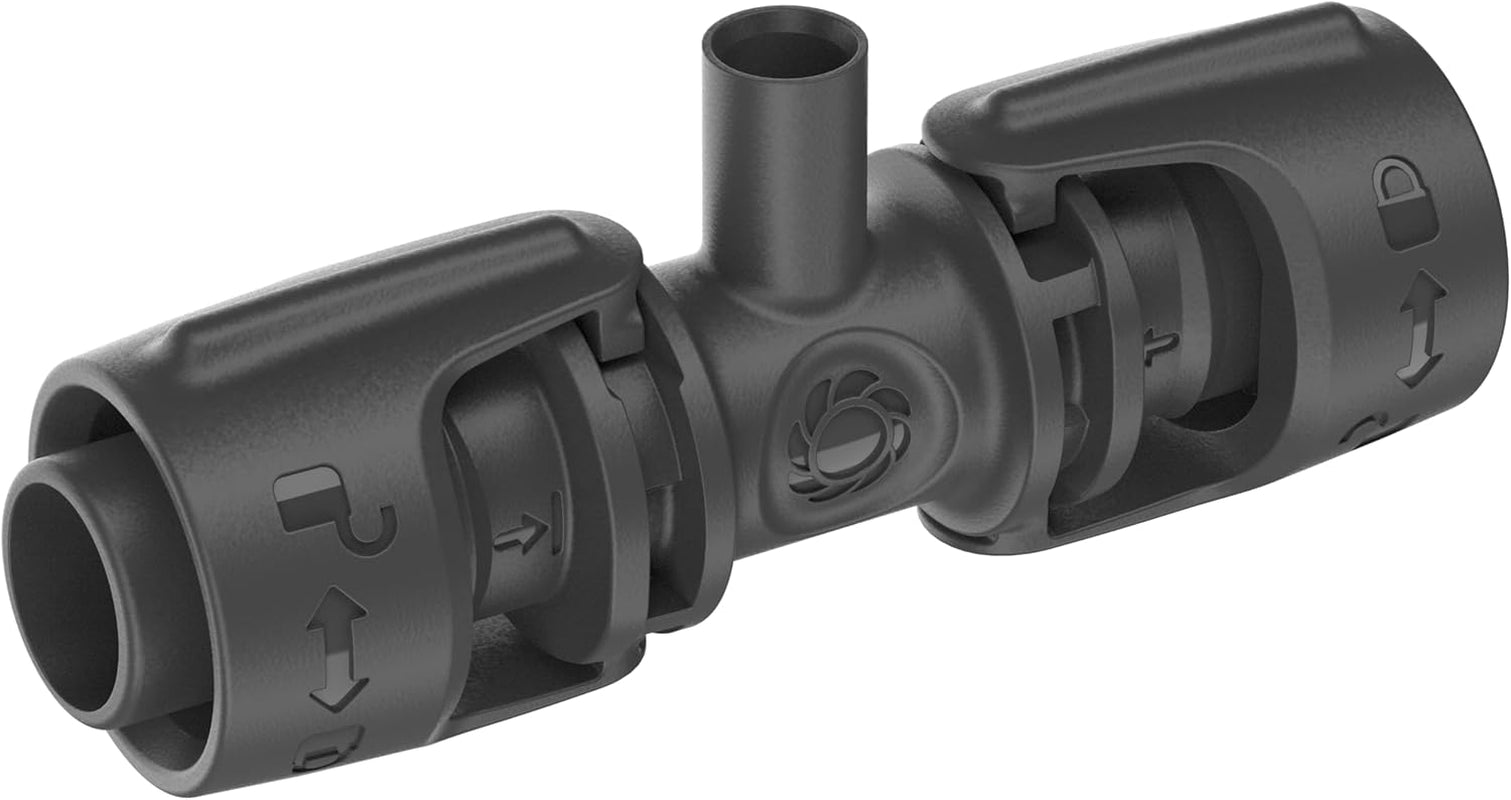 Pièce en T Gardena Micro-Drip-System pour buses de pulvérisation : Connexion entre des tuyaux de 13 mm et une buse de pulvérisation, arrosage automatique des plantes, technologie de connexion simple et rapide, réutilisable (13206-20)