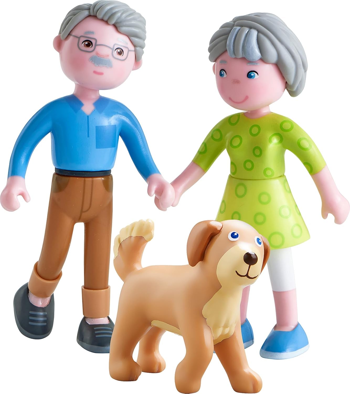 HABA 306147 - Coffret de jeu Little Friends Grands-parents, poupées flexibles et animaux à partir de 3 ans, multicolore