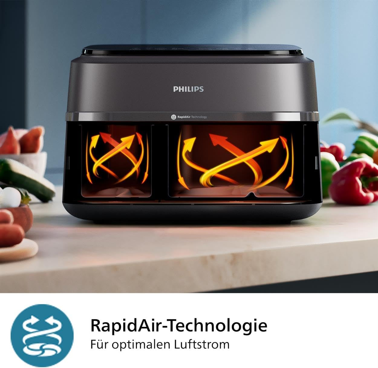 Philips Airfryer Dual Basket 3000 Series, 9L, 2 paniers, 2 plats prêts en même temps, technologie Rapidair plus électroménager à air chaud Naty Shop