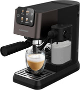 Machine à expresso porte-filtre GRUNDIG KSM 5330 avec réservoir à lait intégré, puissance 1628 W, pression de pompe 15 bar, double buse, écran tactile couleur, BrewSense, CreamyPro, acier inoxydable foncé/noir