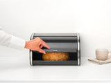 Boîte à pain Brabantia roll - Boîte de rangement compacte pour pain, bagels et petits pains avec couvercle plat, acier durable - taille moyenne - noir mat Boîtes de conservation alimentaire Naty Shop