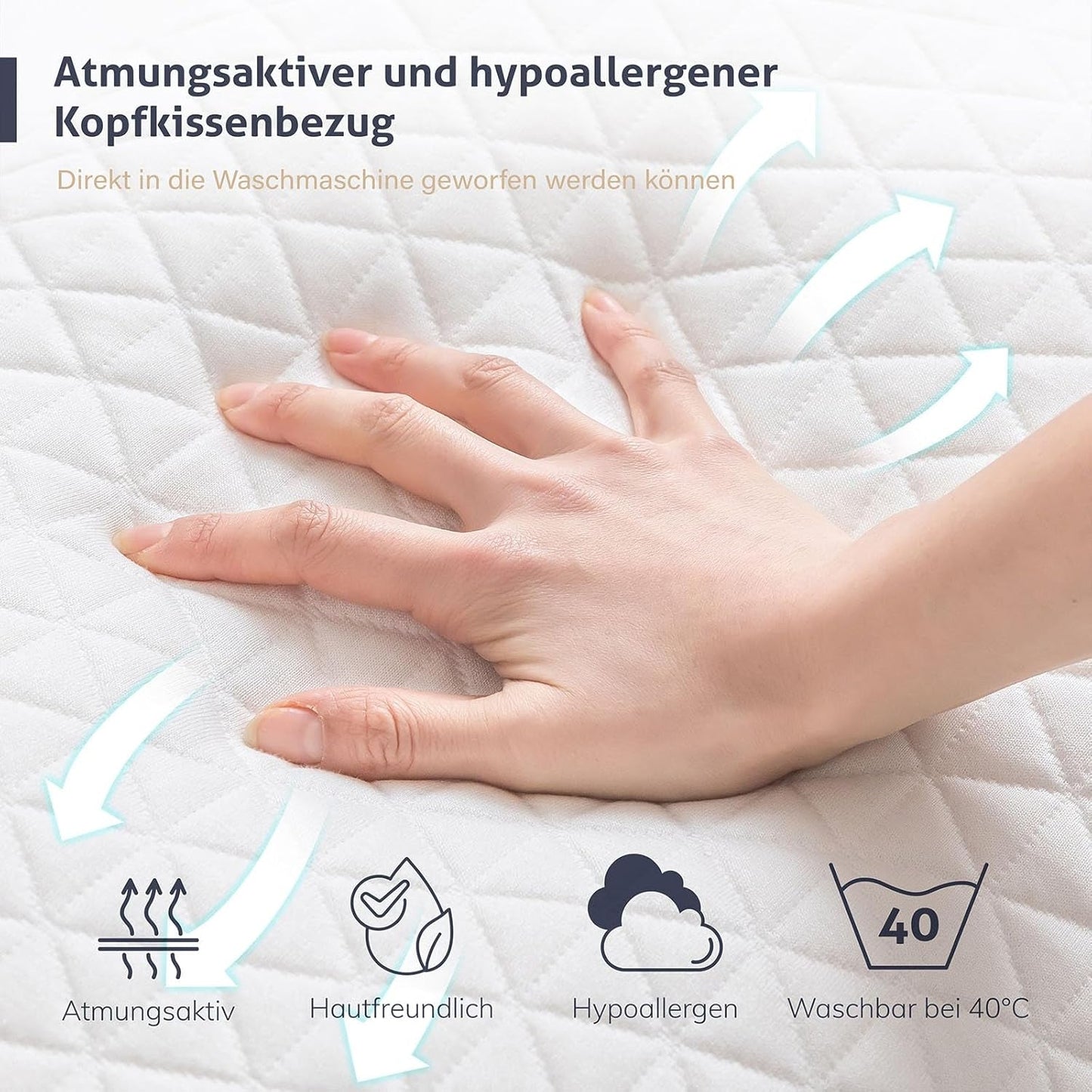 Oreiller EGO HOME à mémoire de forme 40x80 cm avec mousse à mémoire de forme déchiquetée - Oreiller cervical respirant et ergonomique pour dormeurs sur le côté, sur le dos ou sur le ventre - Certifié Oeko-Tex - Housse lavable