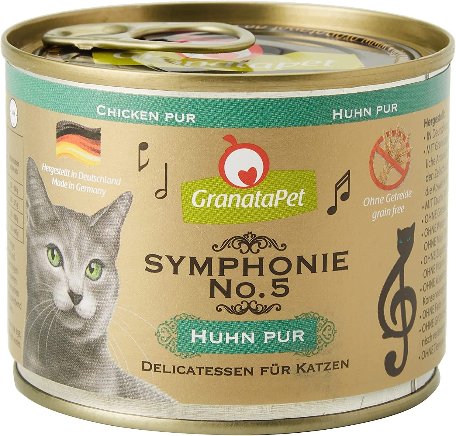 GranataPet Symphony No. 5 Pure Poulet, nourriture pour chat sans céréales ni sucre, filets en gelée naturelle, nourriture humide délicate pour chat, 6 x 200g