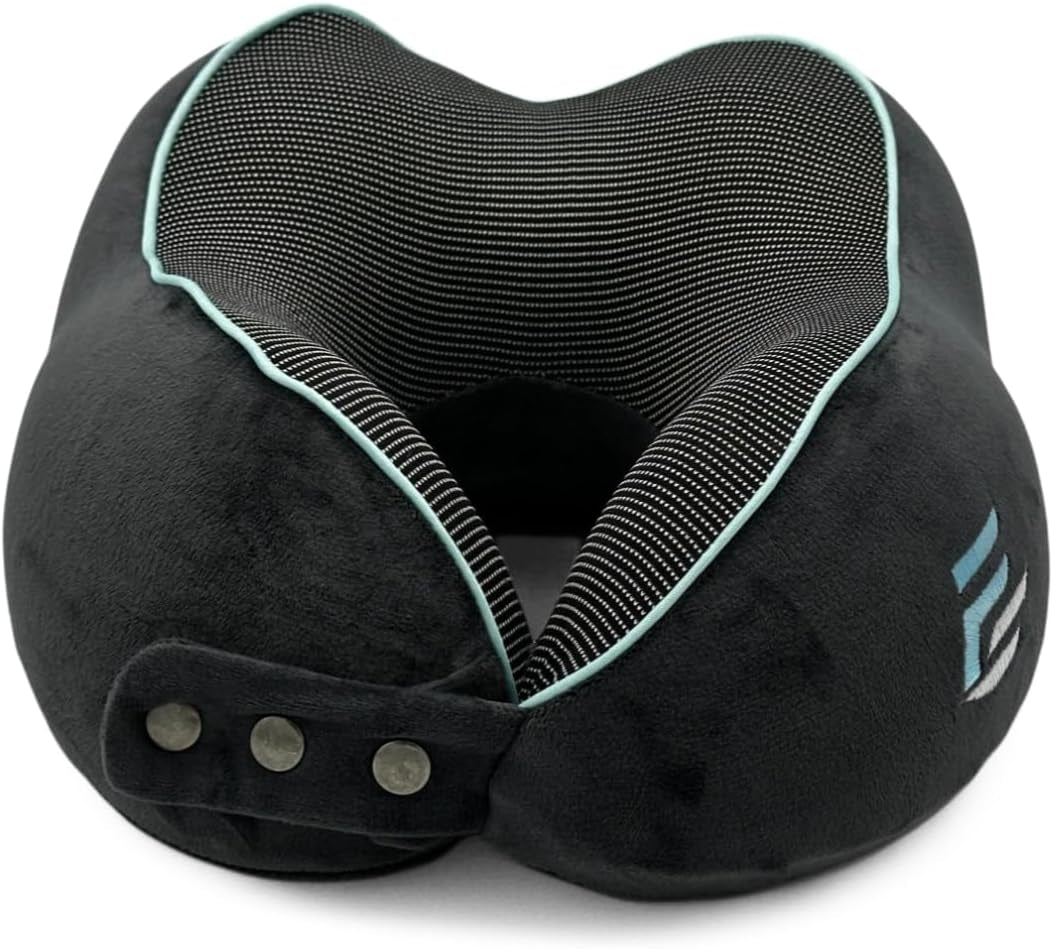 Oreiller cervical d'avion Flagshipper - oreiller cervical pour adulte - oreiller cervical de voiture - oreiller de voyage en mousse à mémoire de forme - lavable avec dos étroit (velours doux et respirant) - réglable, gris Naty Shop Oreillers orthopédiques cervicaux