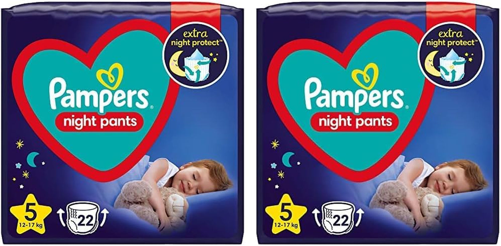 Couches Night Pants (ancienne version), taille 5, 22 pièces, 12 kg-17 kg (paquet de 2)