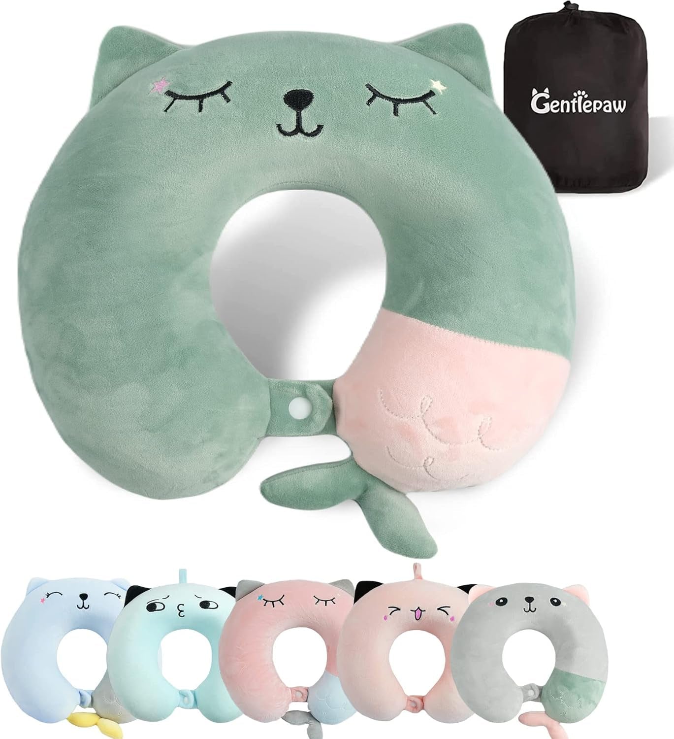Oreiller cervical, oreiller cervical pour enfants pour avion, voiture, voyage en train, oreiller de voyage en mousse à mémoire de forme pour adulte, oreiller en forme de U à motif animal mignon, housse amovible (rose 2) Oreillers orthopédiques cervicaux Naty Shop Cordialement