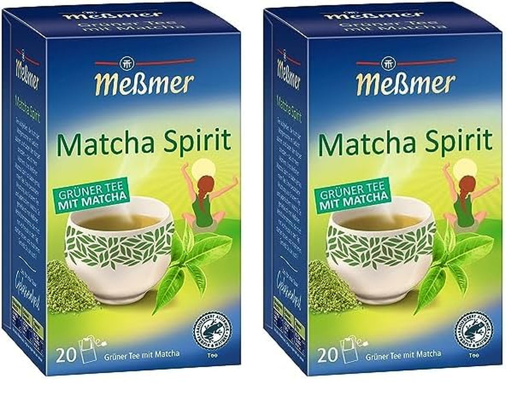 Messmer MATCHA SPIRIT | Thé vert au Matcha | 20 sachets de thé | Végétalien | Sans gluten | Sans lactose (paquet de 2)