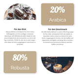 SEEBÄR COFFEE - Grains de café extra forts - 500g - Faible acidité et arôme intense - Grains entiers pour machines à café entièrement automatiques, expresso et presse française - Teneur élevée en caféine et faible acidité