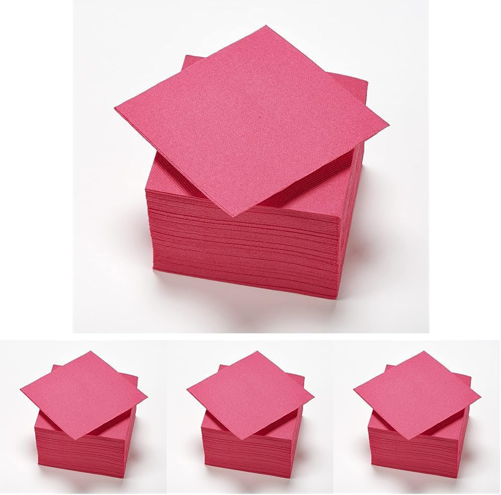 - Serviettes en papier Tex Touch - Coloris rose - Serviettes certifiées Fsc® - Recyclables et biodégradables - Paquet de 50 serviettes roses format 24 X 24 Cm