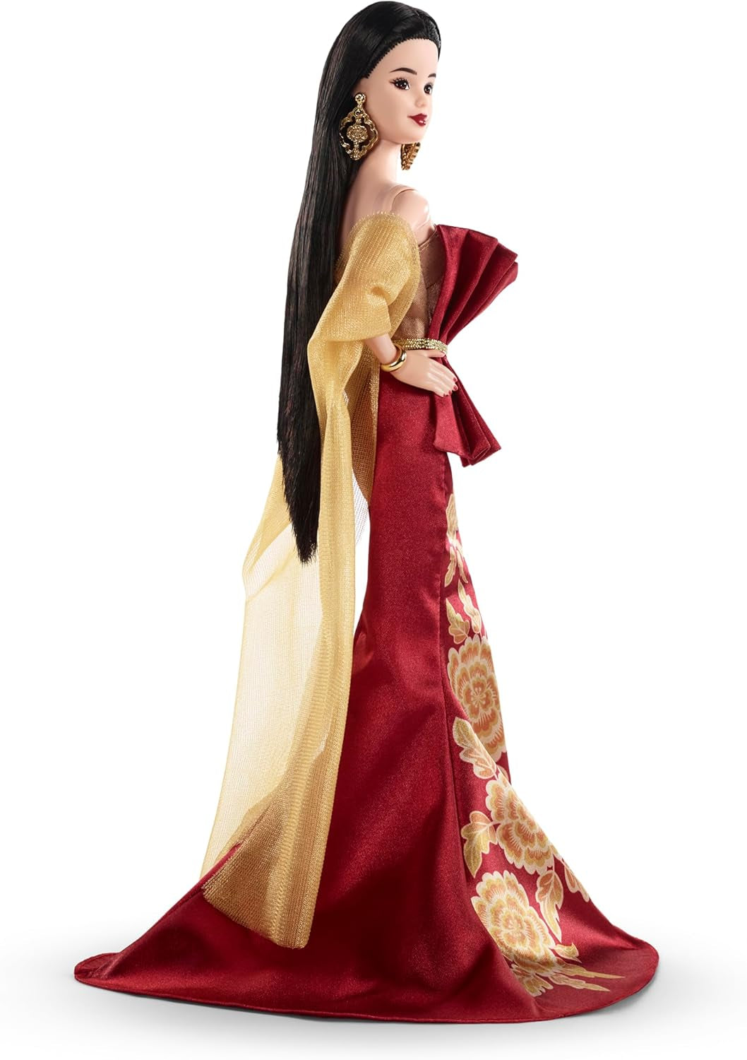 Poupée Barbie Signature du Nouvel An lunaire en robe rouge avec pivoines dorées, jouet de collection JJX83