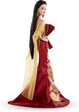 Poupée Barbie Signature du Nouvel An lunaire en robe rouge avec pivoines dorées, jouet de collection JJX83