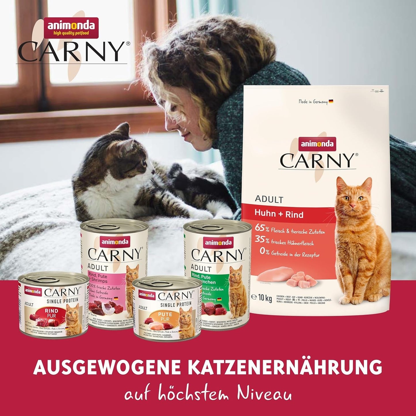 Nourriture humide pour chat Adult Pure & Mild au poulet et à l'herbe à chat (32 x 100 g), pour chats sensibles, sans céréales et sans sucre, nourriture humide au poulet facile à digérer
