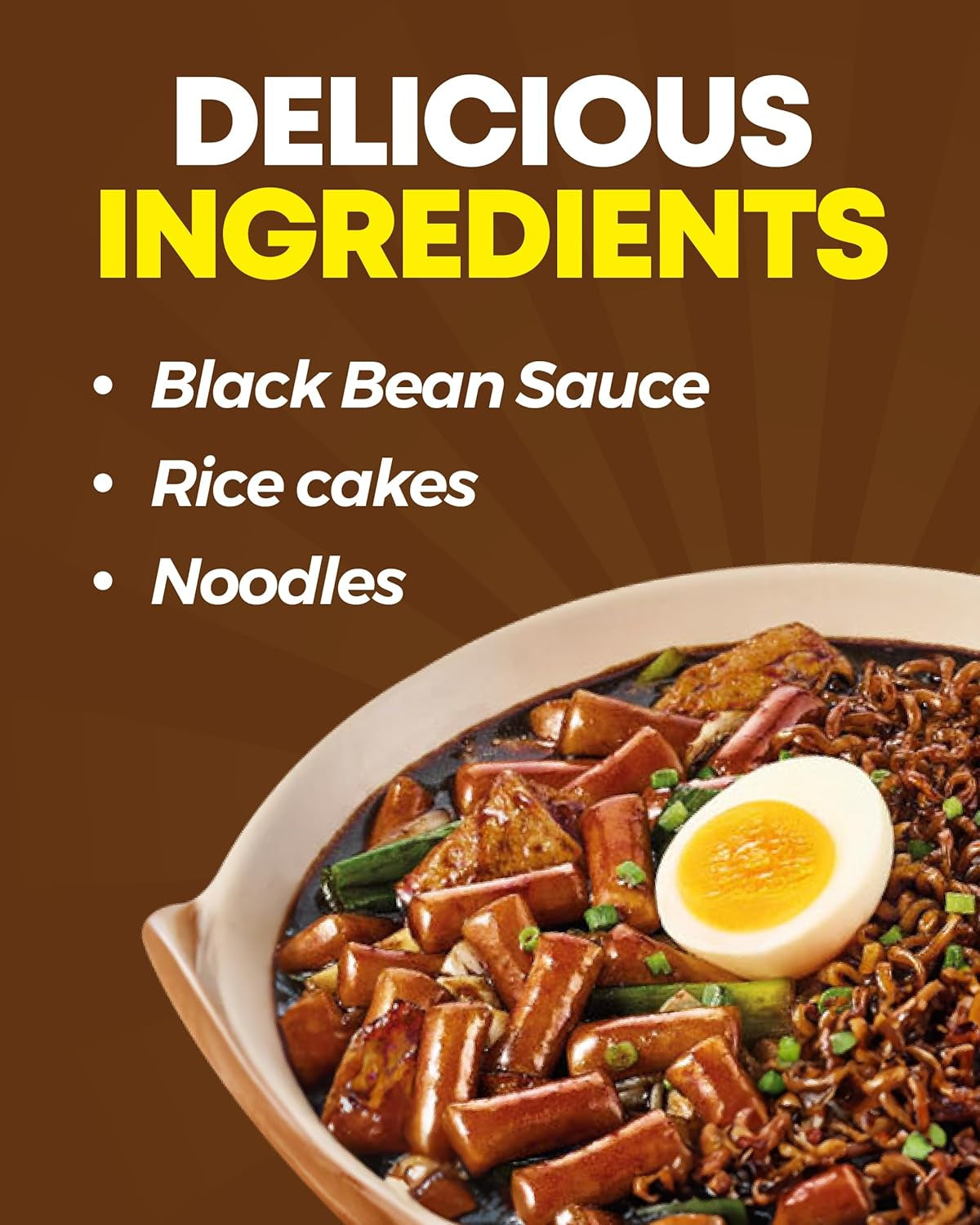 NONGSHIM Rapokki (Jjajang, 400 ml) – cuisine de rue coréenne authentique, ramen et gâteaux de riz, haricots noirs ; rapide et facile à préparer, prêt en 4 minutes