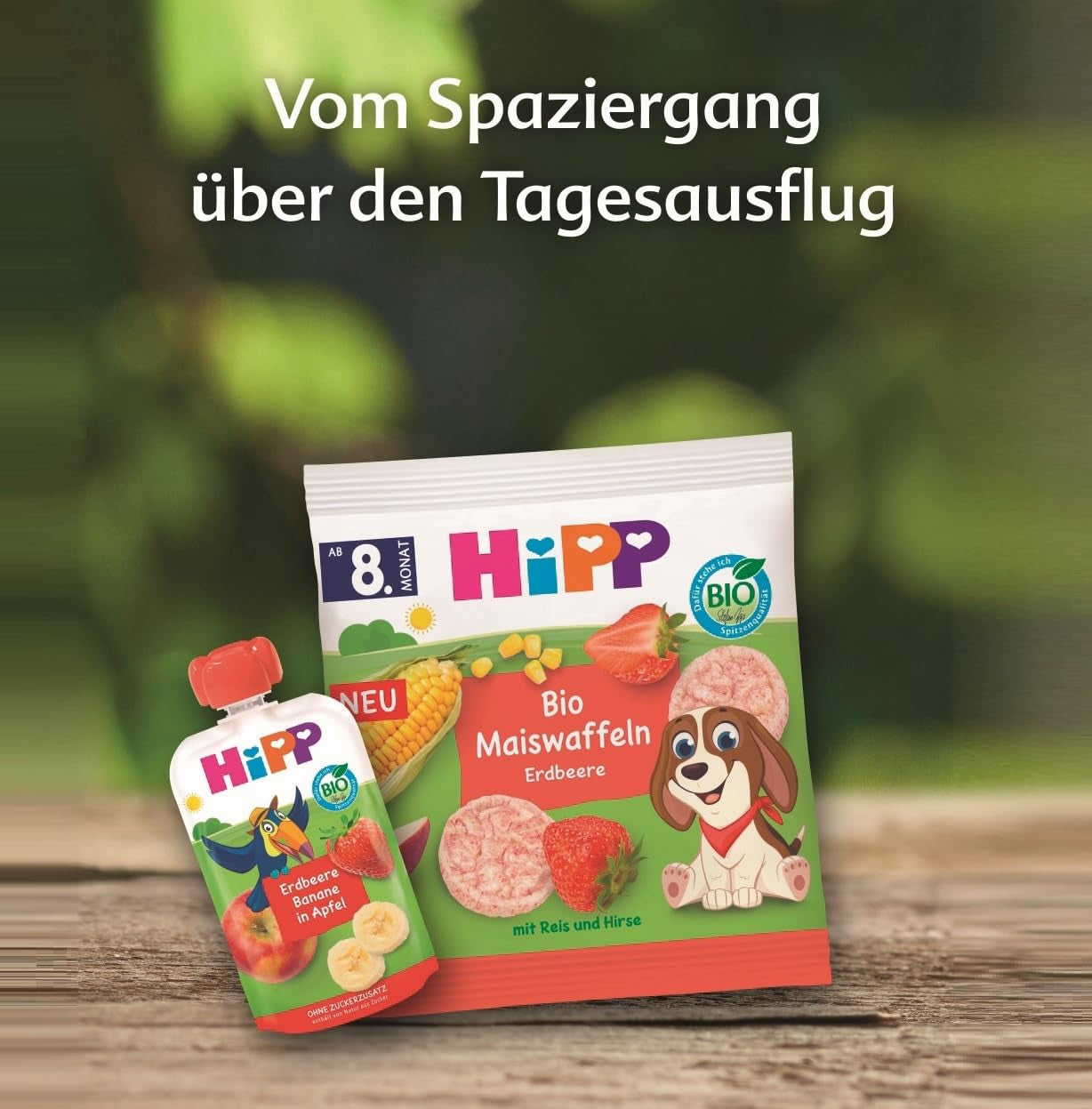 HiPP Gaufres de Maïs Bio aux Fraises (8 x 23g), collation pour bébés à partir de 8 mois, sucrées uniquement avec des fruits et légumes, sans gluten, meilleure qualité biologique (pack de 2)