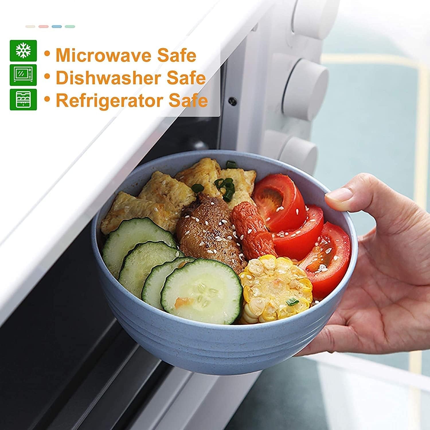 Ensemble de couverts de camping en plastique pour 4 personnes, réutilisables, indestructibles, assiettes, tasses, bols et couverts légers, respectueux de l'environnement, réutilisables, passent au micro-ondes et au lave-vaisselle