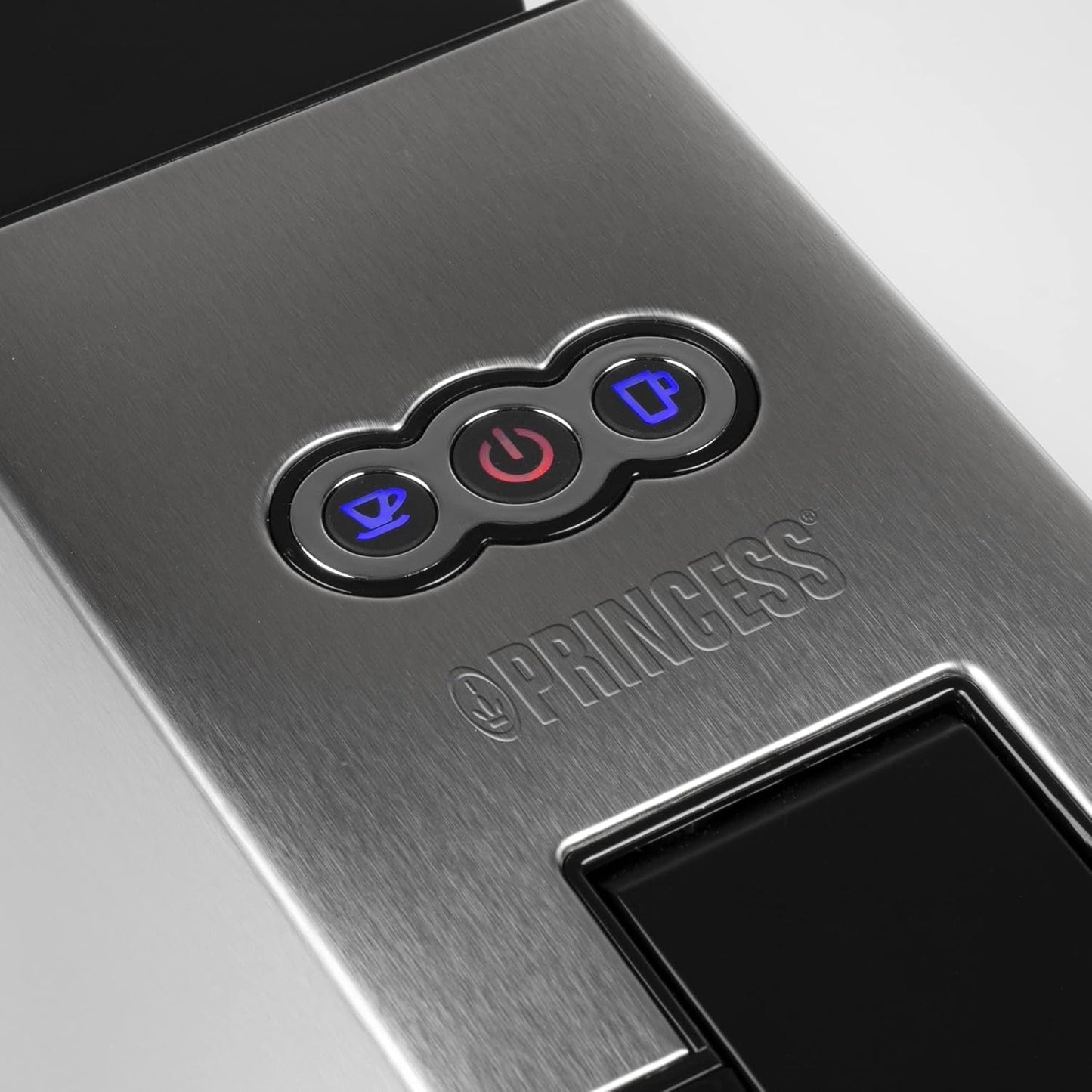 Machine à expresso multicapsules Princess 5 en 1 – Compatible avec Nespresso, Dolce Gusto, Lavazza a Modo Mio et ESE Pads, capacité 0,8 L, 1450 W, argent, noir