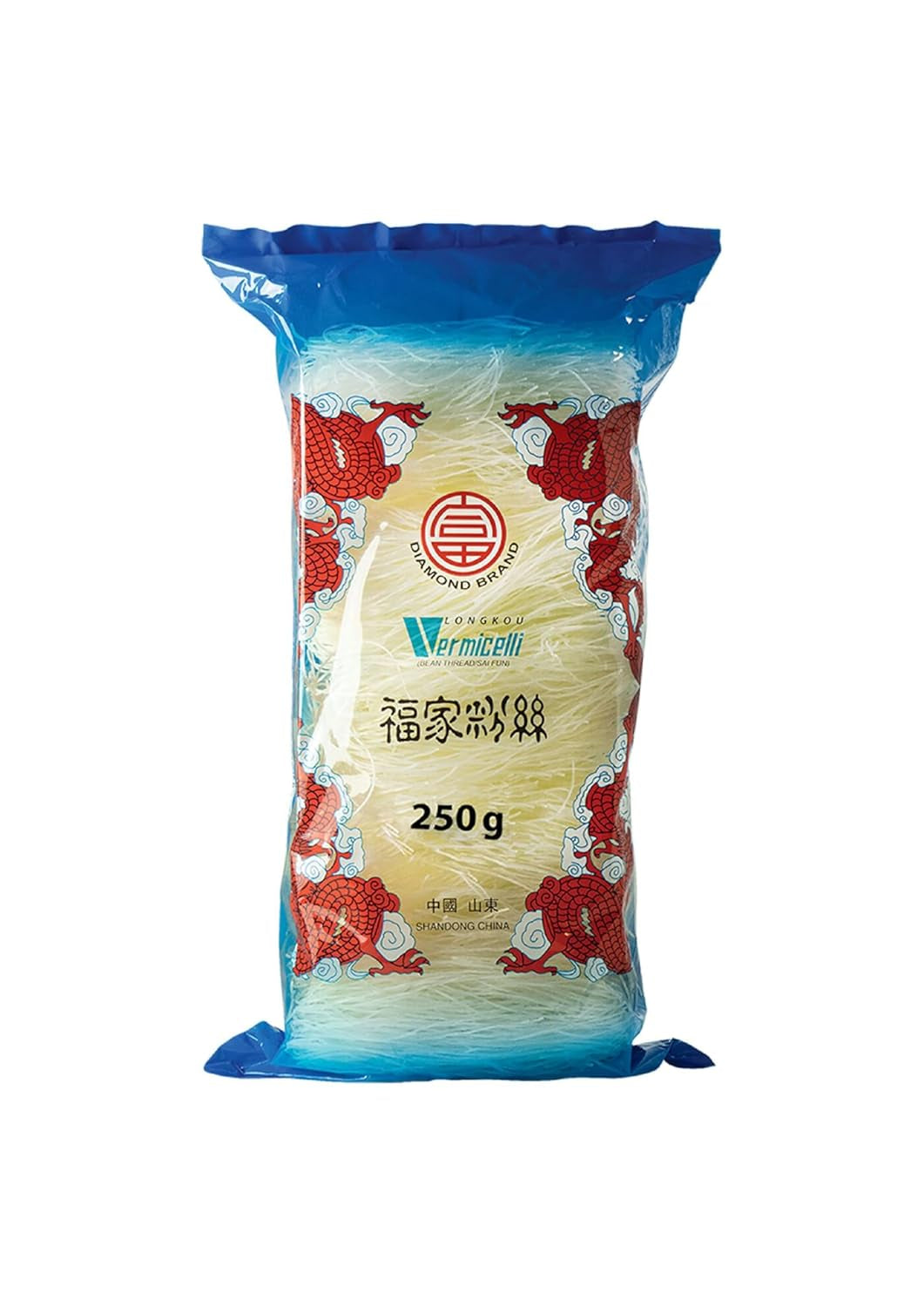 Nouilles en verre DIAMOND, nouilles en verre longues, naturellement végétaliennes et sans gluten - 1 x 250 g