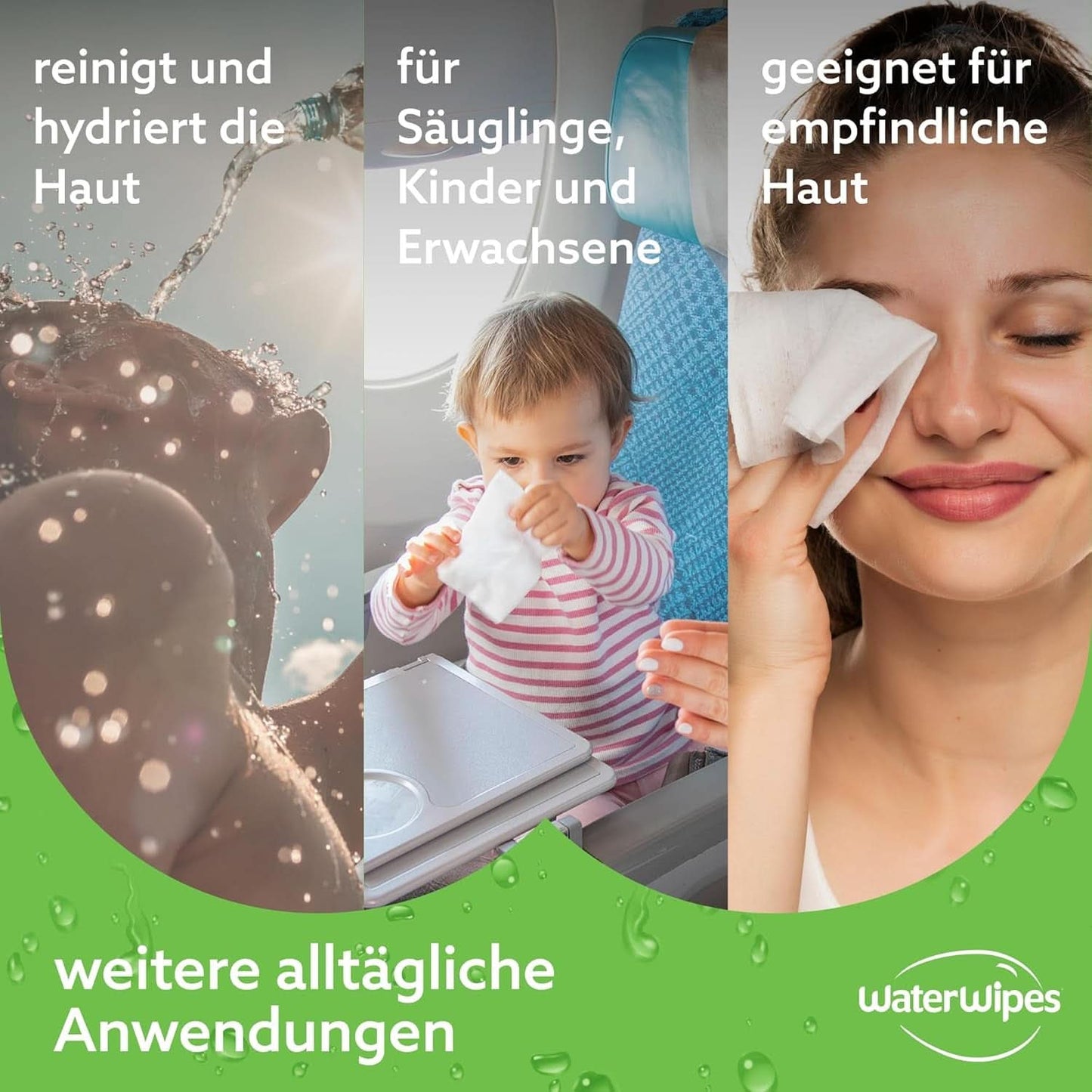 Waterwipes Lingettes hydratantes et nettoyantes pour bébé à 99% d'eau et d'extrait d'aloe vera Lingettes humides visage et corps Naty Shop
