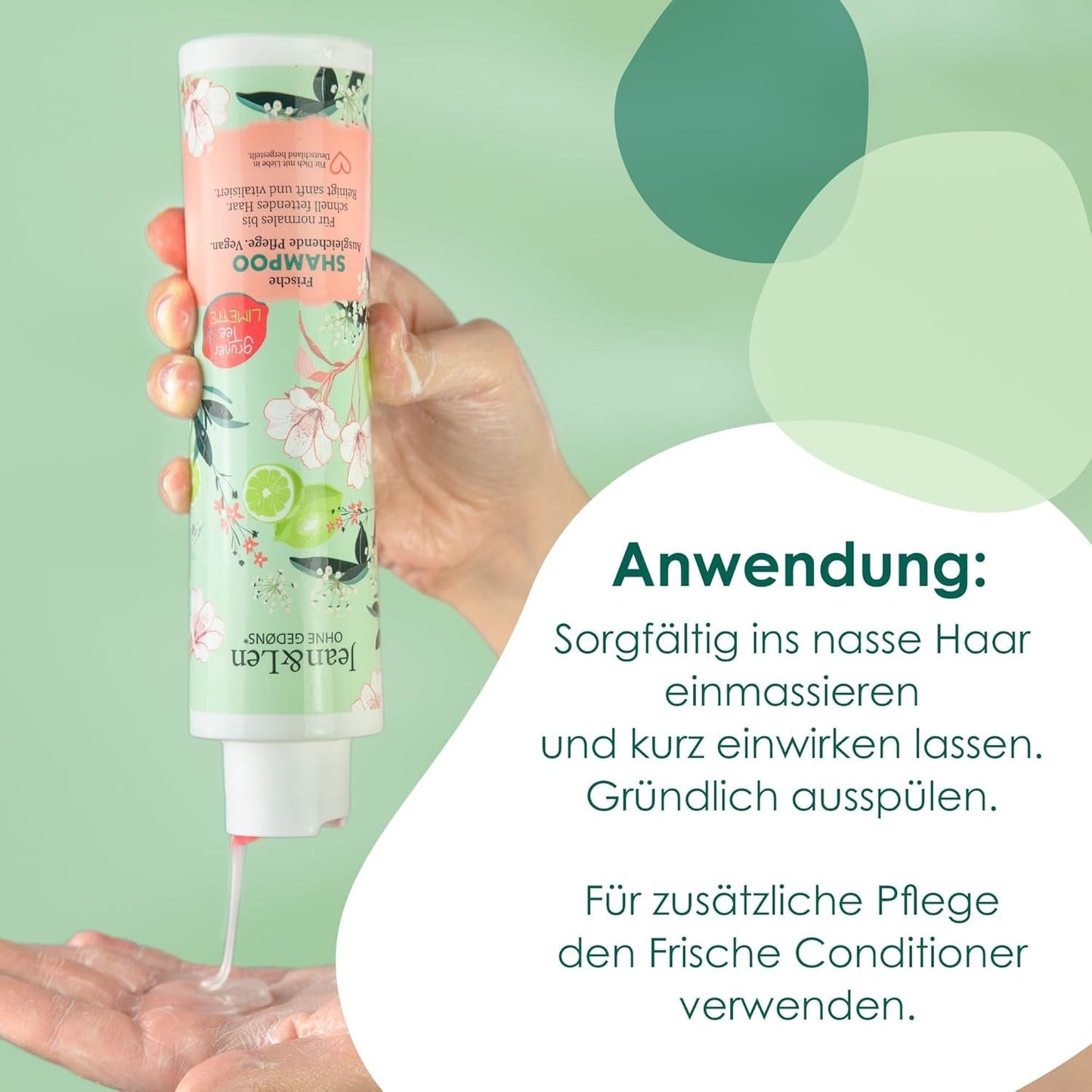 Jean & Len Shampoing hydratant Thé Vert & Citron Vert, pour cheveux normaux à gras, 300 ml Douche et bain Jean & Len Thé Vert & Citron Vert