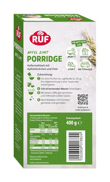 RUF Gruau aux pommes et à la cannelle avec flocons d'avoine entiers, saveur délicate de cannelle et morceaux de pommes séchées, snacks, emballage en vrac, 1 x 400 g
