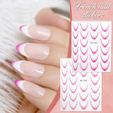 12 pièces French Tip Nagelsticker Selbstklebend Bunte French Nails Schablone Nagelaufkleber Nail Art Stickers Nageldesign DIY Nägel Zubehör(12 Farben)