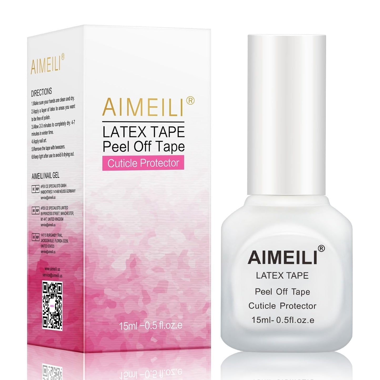 AIMEILI Latex Peel off Tape Nagelleck Korrektor Hautschutz Fingerschutz pour Nail Art Palisade Geruchlos Blanc 15Ml