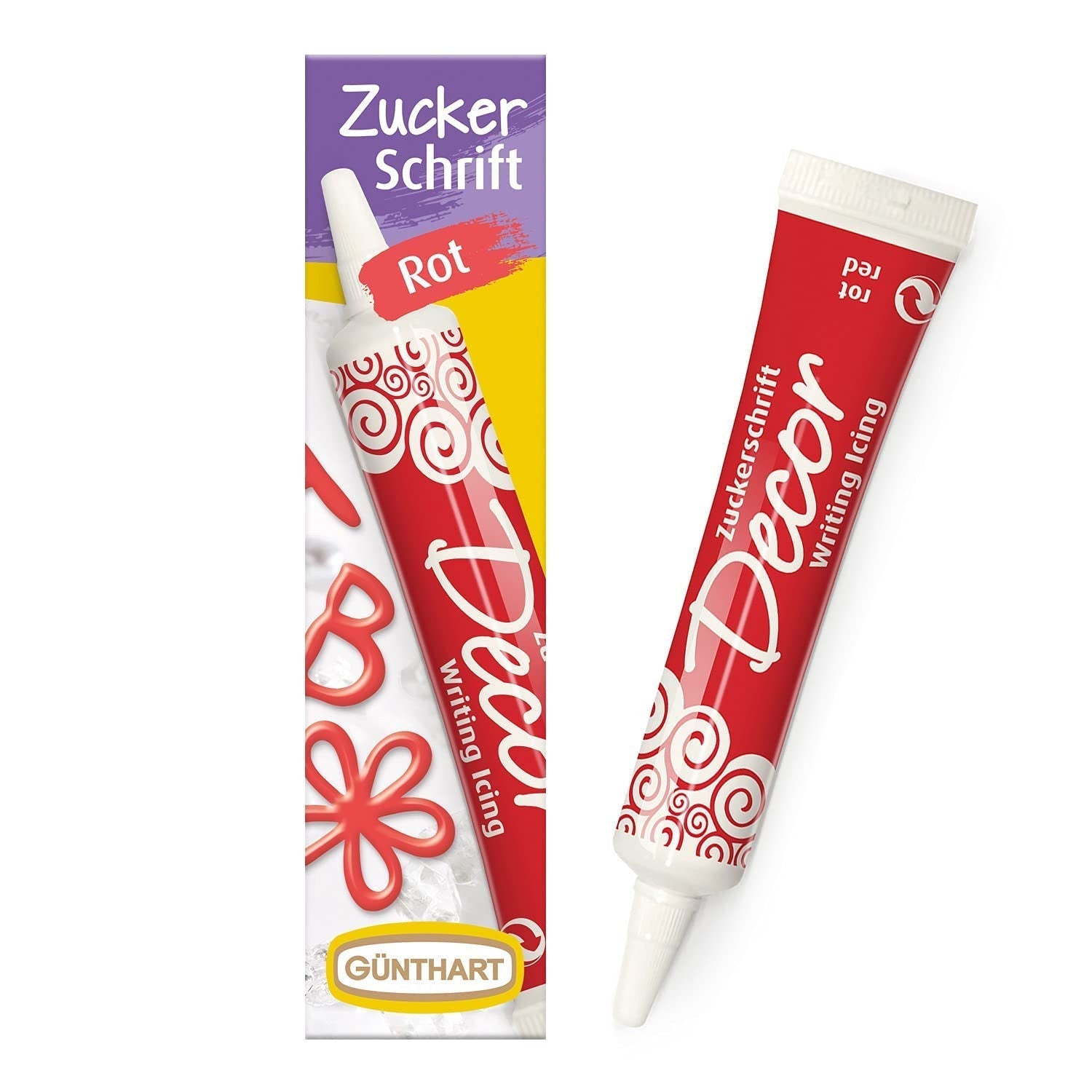Günthart Backdecor 25 g Sucre avec lettres OR Pour tous les desserts de couleur dorée En sucre pour de belles lettres et motifs, 1 paquet (25 g)