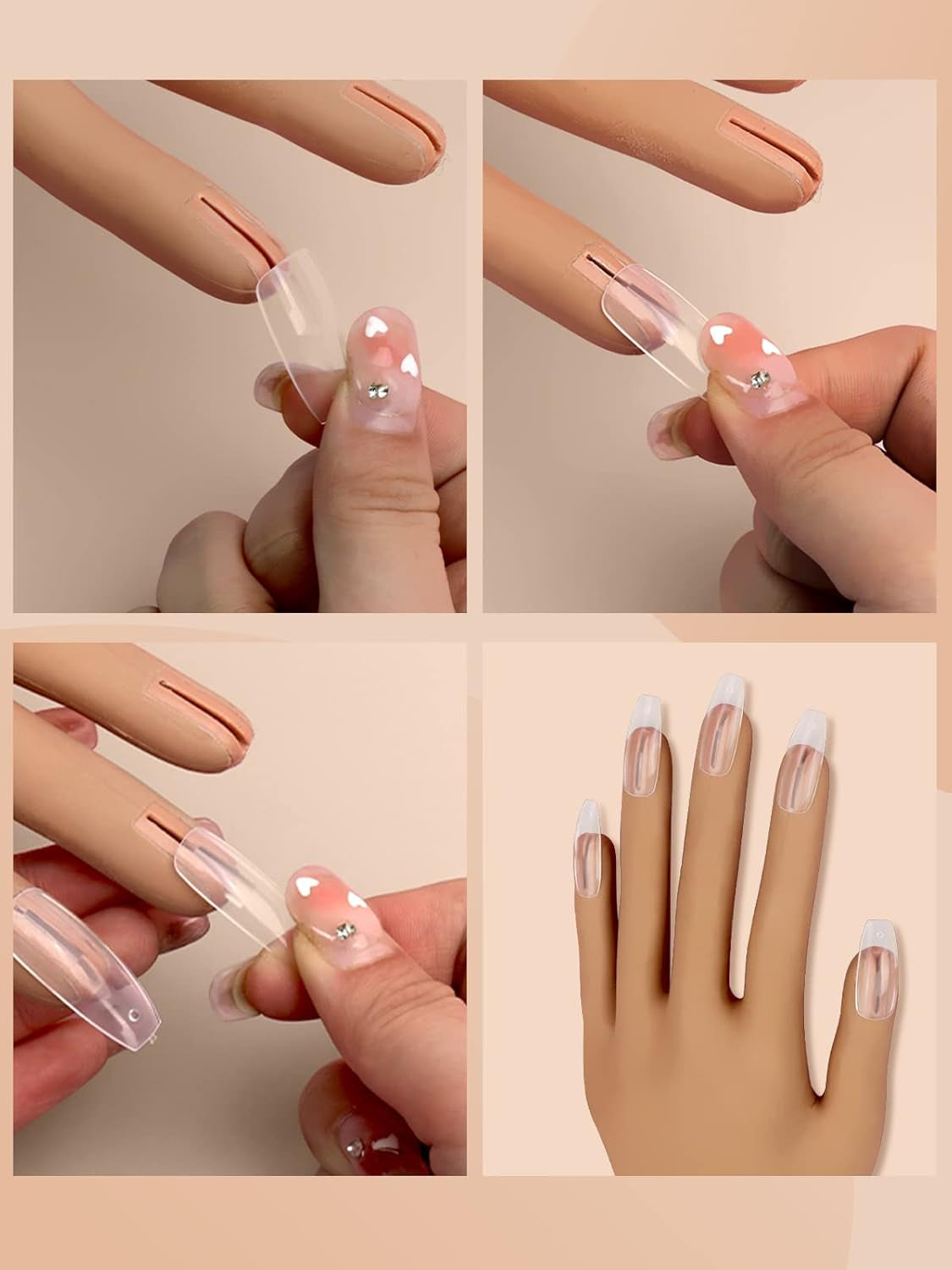 200 pièces de pointes d'ongles de remplacement transparentes : pointes d'ongles en acrylique pour la pratique manuelle pour la conception des ongles