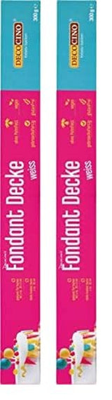 Couverture fondante roulée blanche DECOCINO - 300g - Couverture fondante prête à l'emploi pour recouvrir et décorer gâteaux et cupcakes - sans gluten et vegan (pack de 2) Naty Shop Sugarpaste Pack de 2