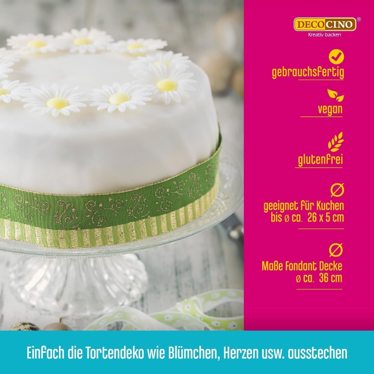 Couverture fondante roulée blanche DECOCINO - 300g - couverture fondante prête à l'emploi pour recouvrir et décorer gâteaux et cupcakes - sans gluten et vegan (pack de 2) Naty Shop Sugarpaste