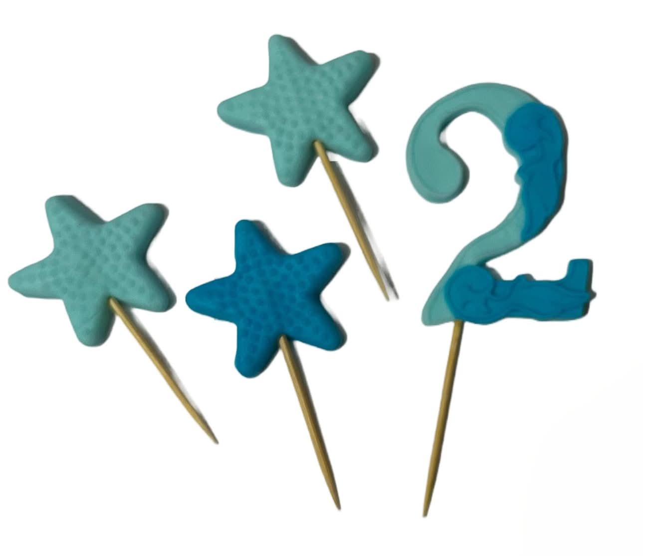 Décoration comestible en sucre, numéro 2, bleu/bleu Décorations de Sugar Paste Nati Shop