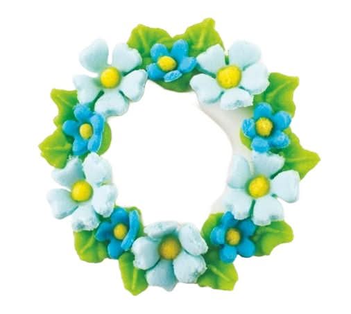 Décoration comestible en sucre, Couronne à fleurs bleues Nati Shop