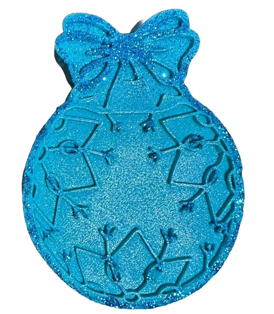 Décoration comestible en sucre, globe de sapin de Noël, décorations turquoise de chez Pâte à Sucre Nati Shop