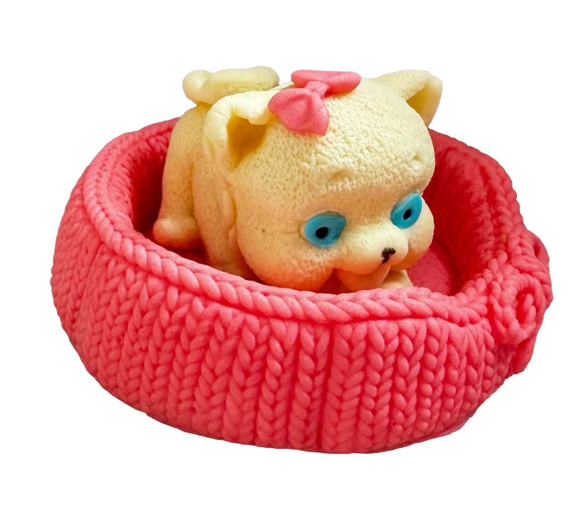 Décoration comestible en sucre, Chaton dans un panier Décorations en Pâte à Sucre Nati Shop