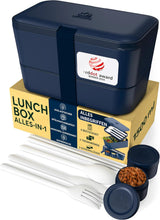 Umami Boîte à déjeuner pour adultes, boîte à bento empilable étanche avec 4 couverts et compartiments, boîte à déjeuner adulte, récipient à salade à emporter, boîte à déjeuner pique-nique/bureau, gris anthracite, 1500 ml