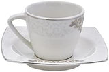KARACA Nazende Ensemble de tasses à expresso en porcelaine – Tasses à café turques de 80 ml avec soucoupes, service à café moderne 12 pièces avec 6 tasses à café et 6 soucoupes, tasses à moka – Blanc