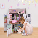 Olivia'S Little World Dreamland Farmhouse Maison de poupée interactive en bois pour enfants 3 étages avec 13 accessoires de meubles de poupée Blanc TD-13632A Maisons de poupées Naty Shop
